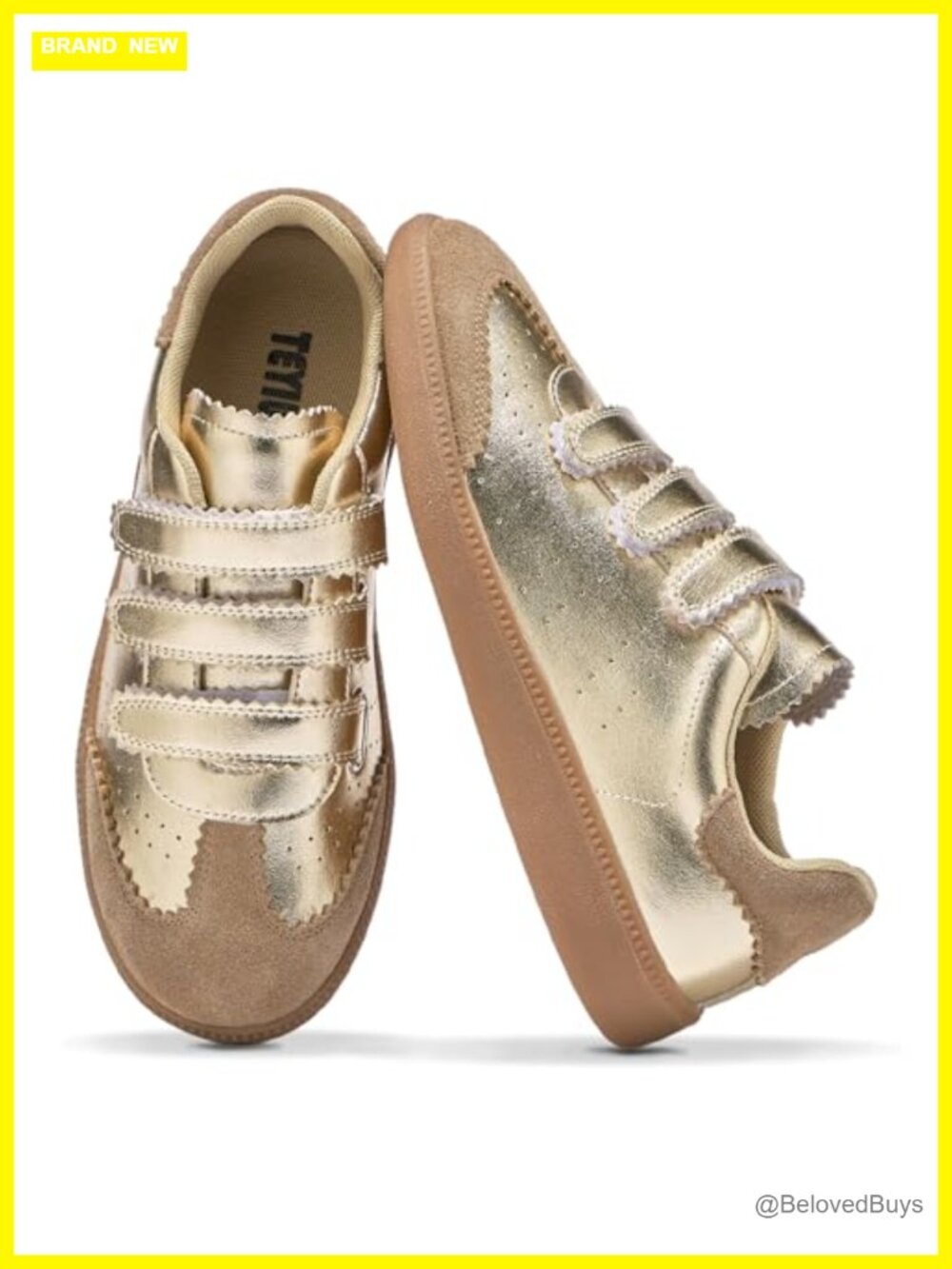 Women's Vegan Leather Hook & Loop Sneakers Non-Slip Lightweight Walking Shoes
